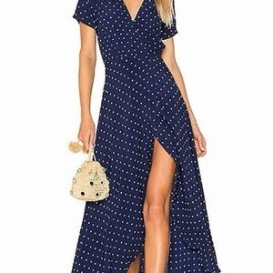 Auguste The Label Navy Polka Dot Maxi Dress